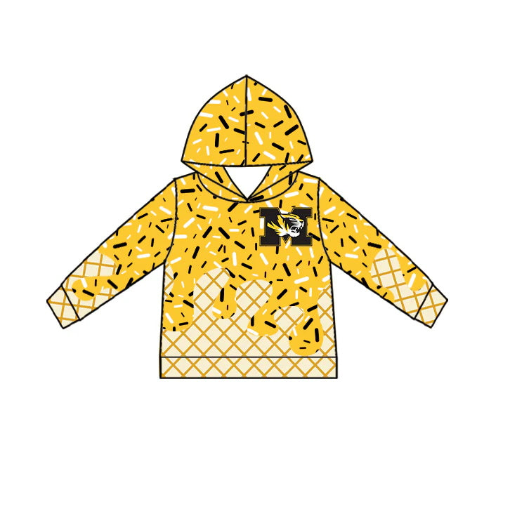 MOQ 3 pcs M yellow ice cream sprinkle toddler kids team hoodie