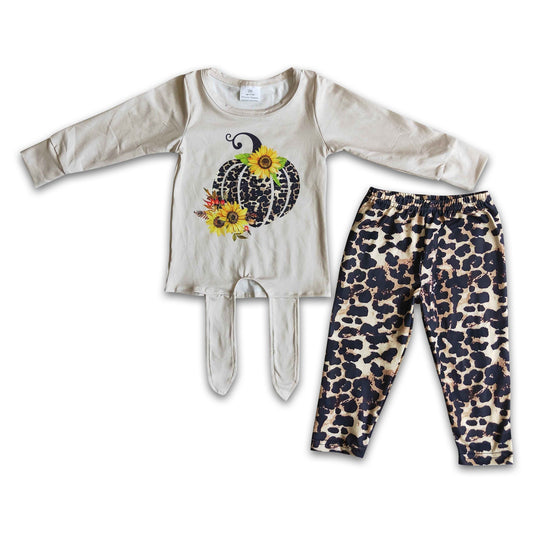 Girl Pumpkin Leopard Long Outfit