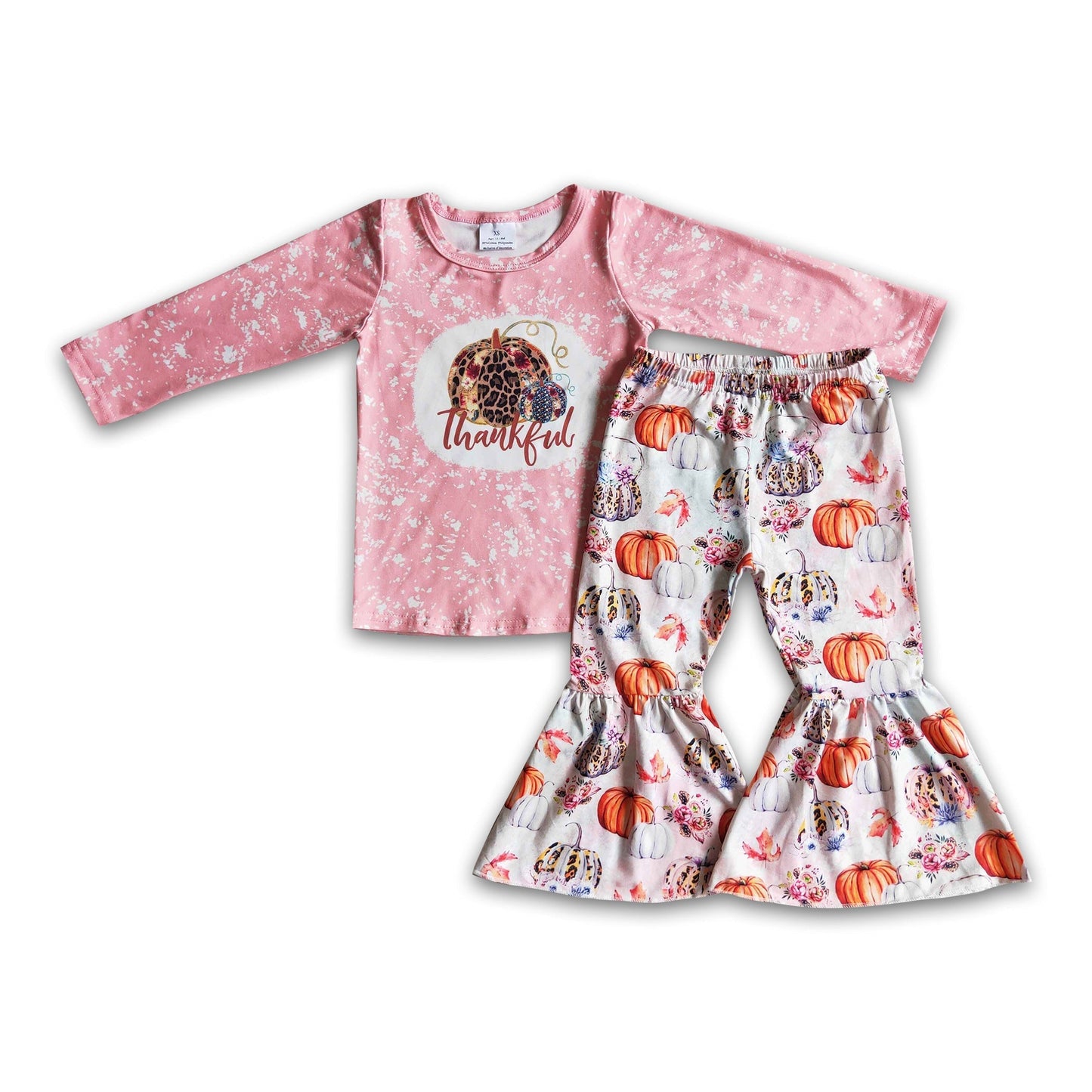 Thankful shirt pumpkin pants girls thanksgiving outfits