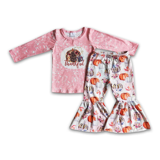 Thankful shirt pumpkin pants girls thanksgiving outfits