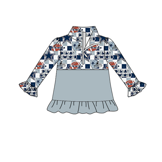 MOQ 5 cowboy ruffle girls team zipper pullover