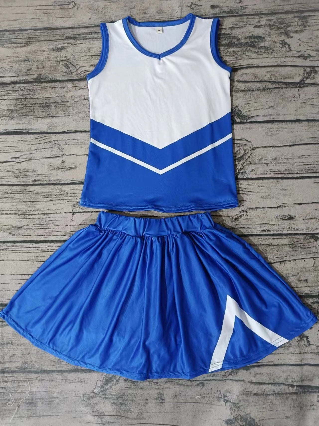 MOQ 3 pcs blank white blue top skirt girls cheer clothes – Western Kids Clothes