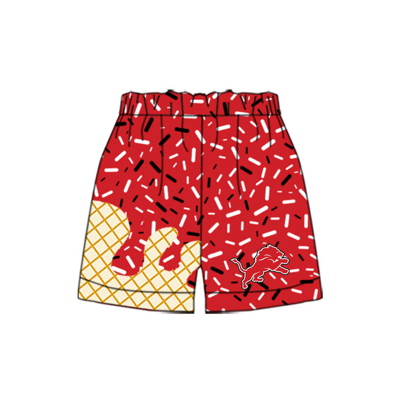 Deadline June 12 red white ice cream sprinkle kids team shorts
