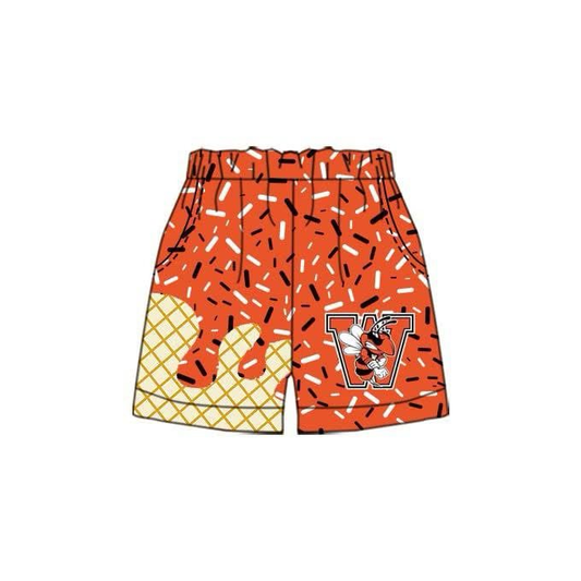 Deadline June 12 orange bee ice cream sprinkle kids team shorts