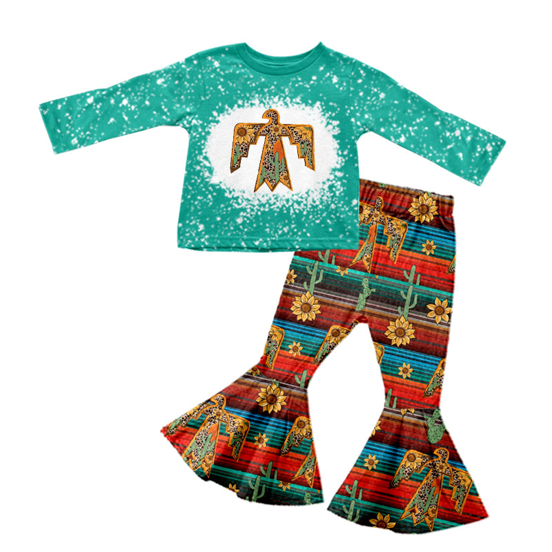 MOQ 5 bird cactus serape sunflower pants kids girls western clothes