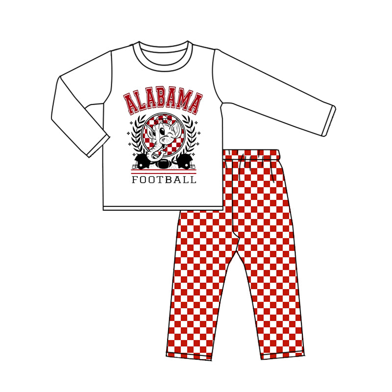 MOQ 5 Elephant football red plaid kids boy team outfits