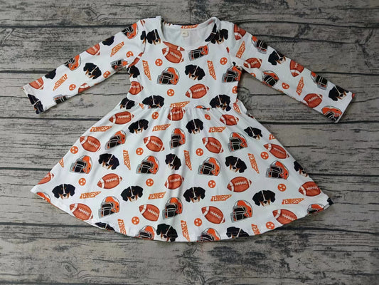 MOQ 3 pcs long sleeves dog football team girls dresses