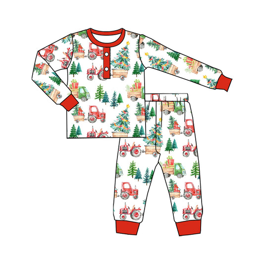 MOQ 5 Christmas tree truck kids boy pajamas