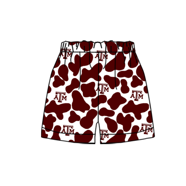 MOQ 3 pcs A T M maroon camo kids boys team shorts