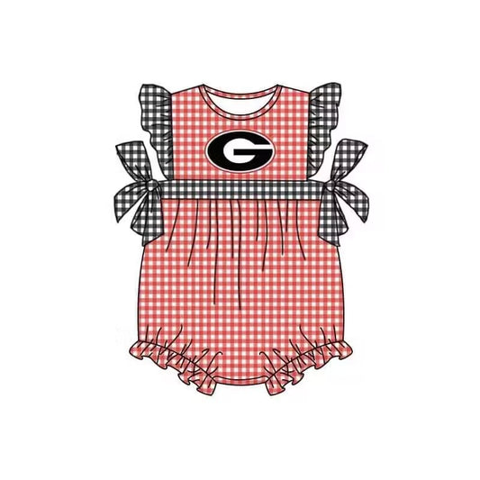 Deadline May 29 plaid flutter sleeves G baby girls team romper