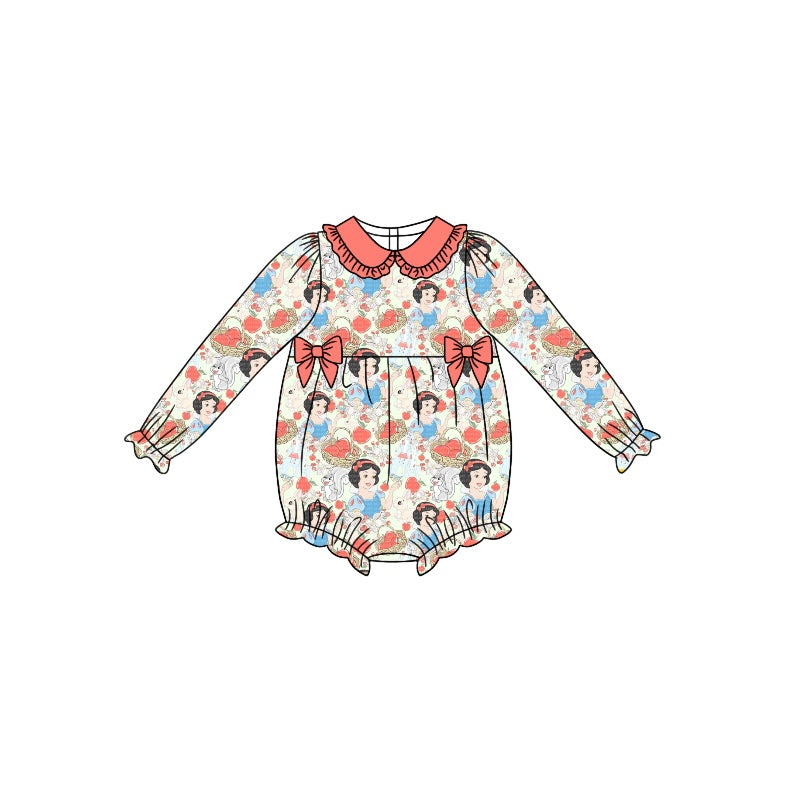 MOQ 5 PCS apple long sleeves baby girls princess romper