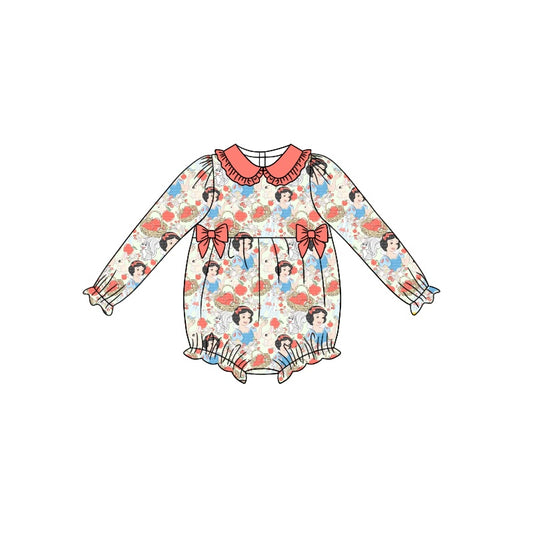 MOQ 5 PCS apple long sleeves baby girls princess romper