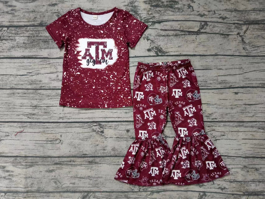 MOQ 3 pcs A T M maroon top pants girls team clothes