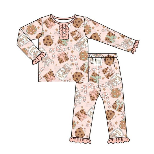 MOQ 5 cookie milk candy cane girls Christmas pajamas