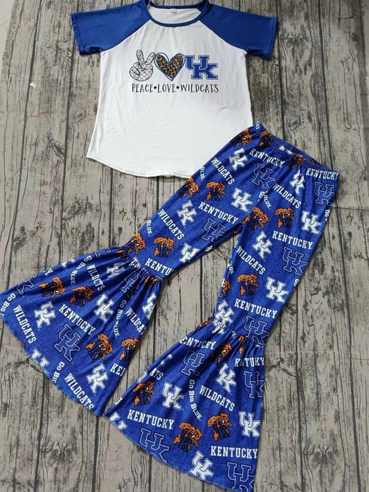 MOQ 3 pcs peace love U K raglan pants girls team outfits