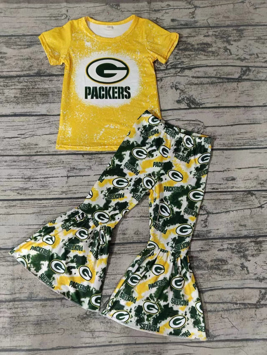 MOQ 3 pcs Yellow green G kids girls team outfits