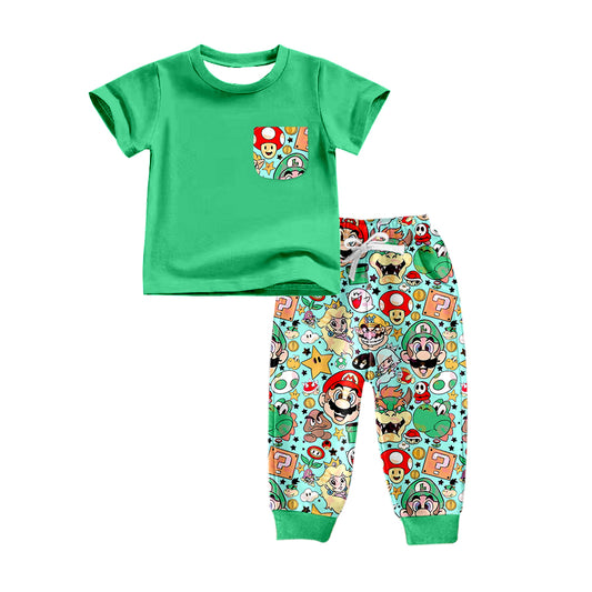 MOQ 5 green pocket kids boy game outfits