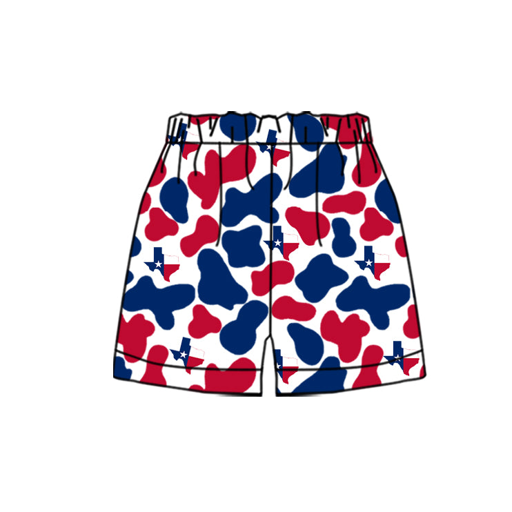 MOQ 3 pcs blue red camo kids boys team shorts