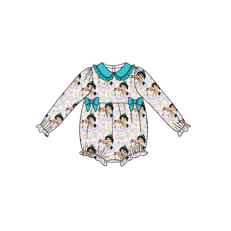 MOQ 5 PCS long sleeves princess baby girls romper