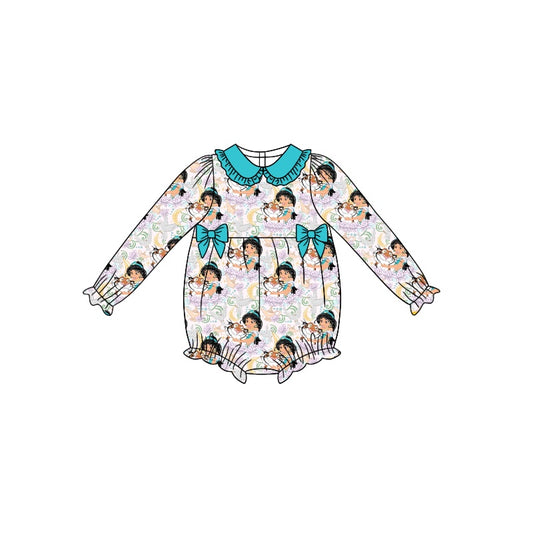 MOQ 5 PCS long sleeves princess baby girls romper