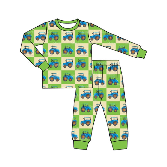 MOQ 5 green tractor kids boy pajamas