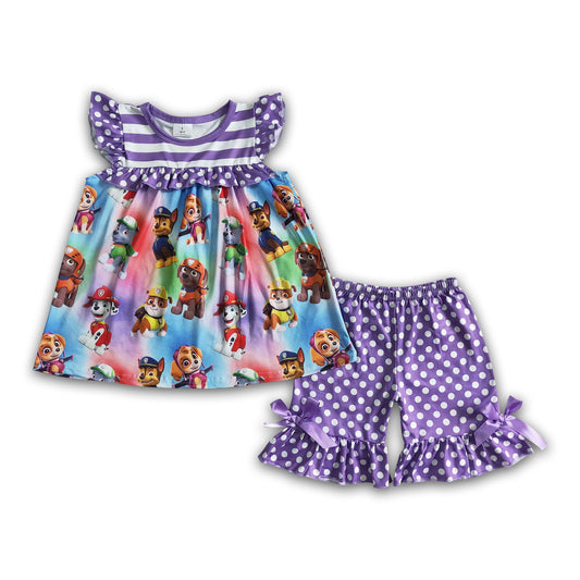 Purple polka dots dots baby girls cute summer outfits