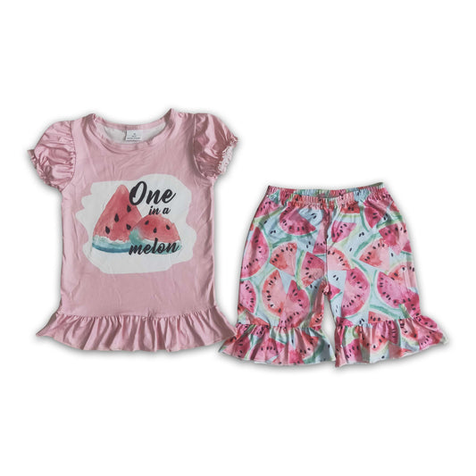 One in a melon shirt watermelon shorts girls summer clothing