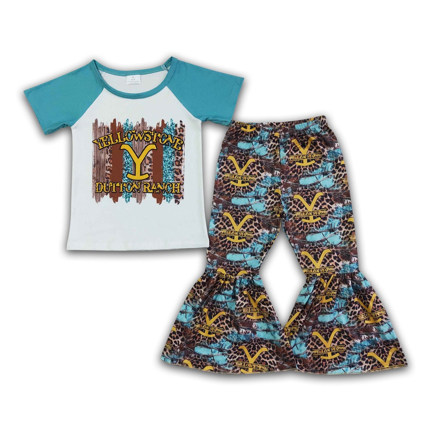 Raglan shirt bell bottom pants children singer clothing set