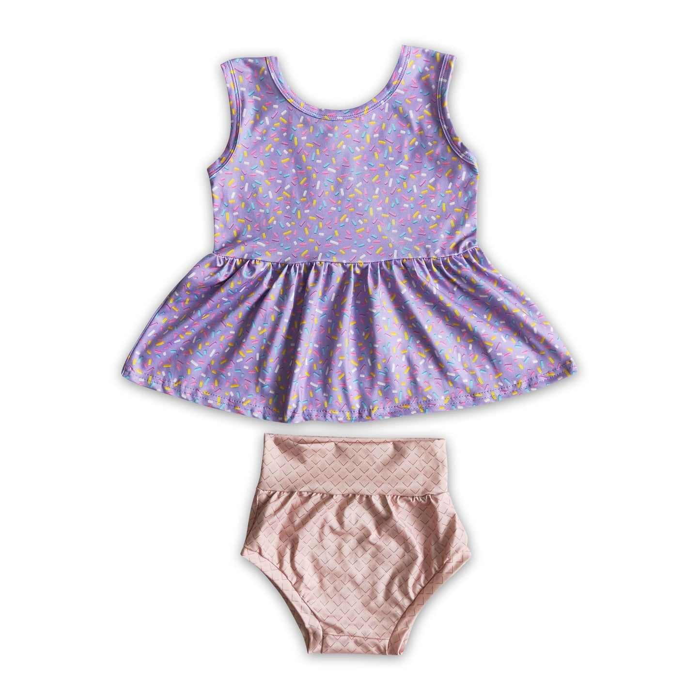 Girl Purple Print Plaid Bummies set