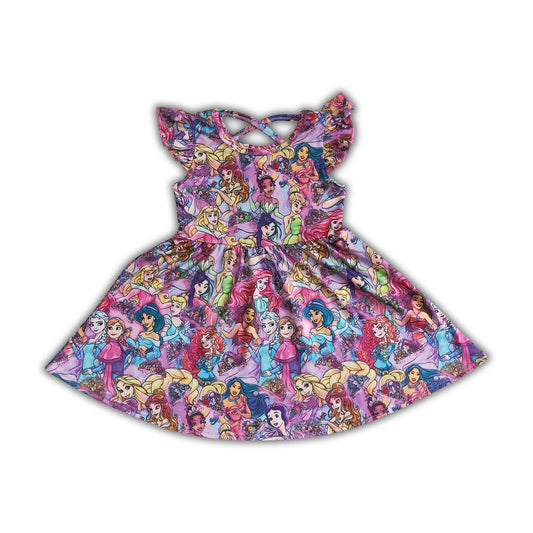 Princess flutter sleeve girls twirl dresses