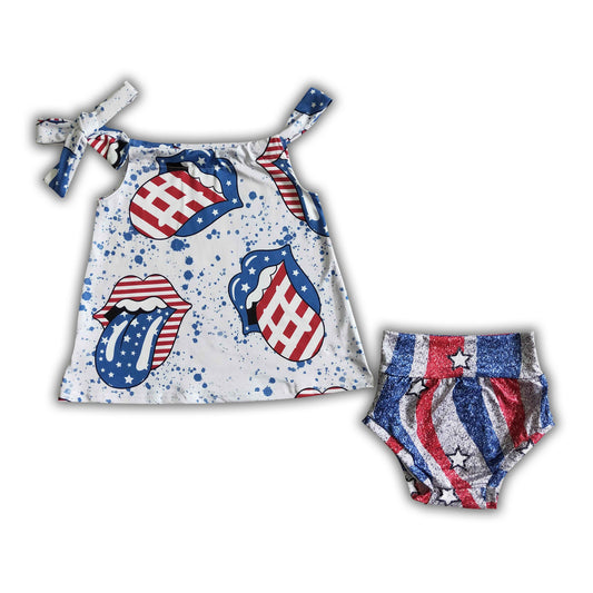 Tongue shirt bummies baby 4th of july clothing set