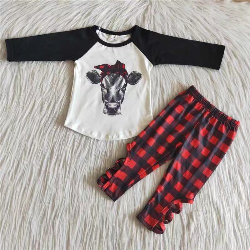 Cow print shirt match criss cross leggings Christmas outfits