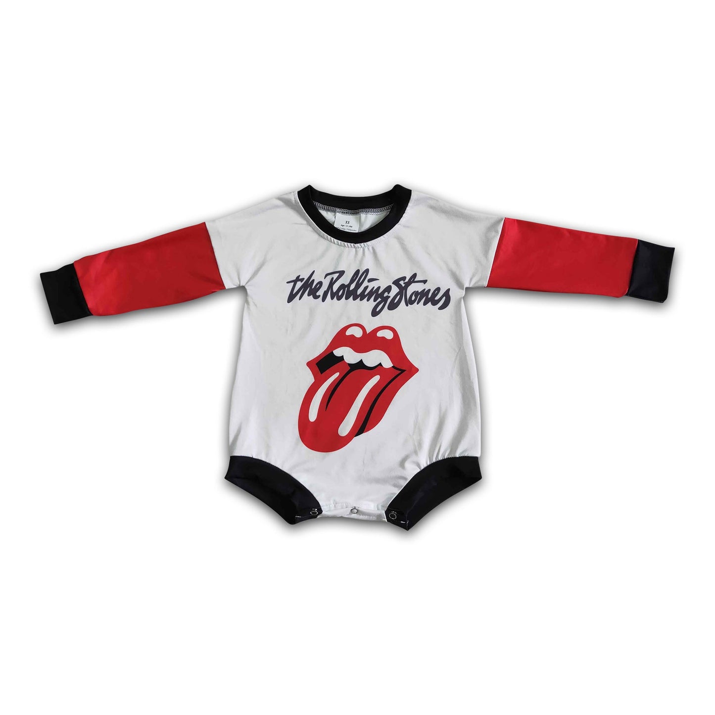 Red long sleeve tongue baby girls singer romper