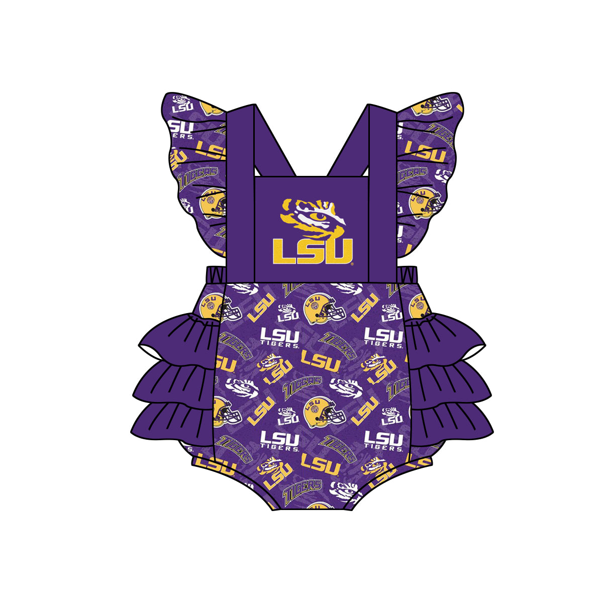 MOQ 5 PCS Tiger purple baby girls team bubble