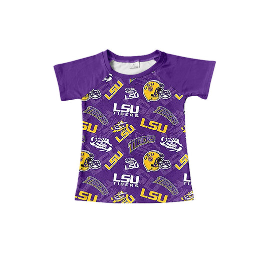 MOQ 5 Purple tigers short sleeves boy team shirt