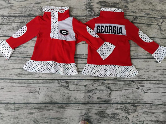 MOQ 5  G red polka dots girls team pullover