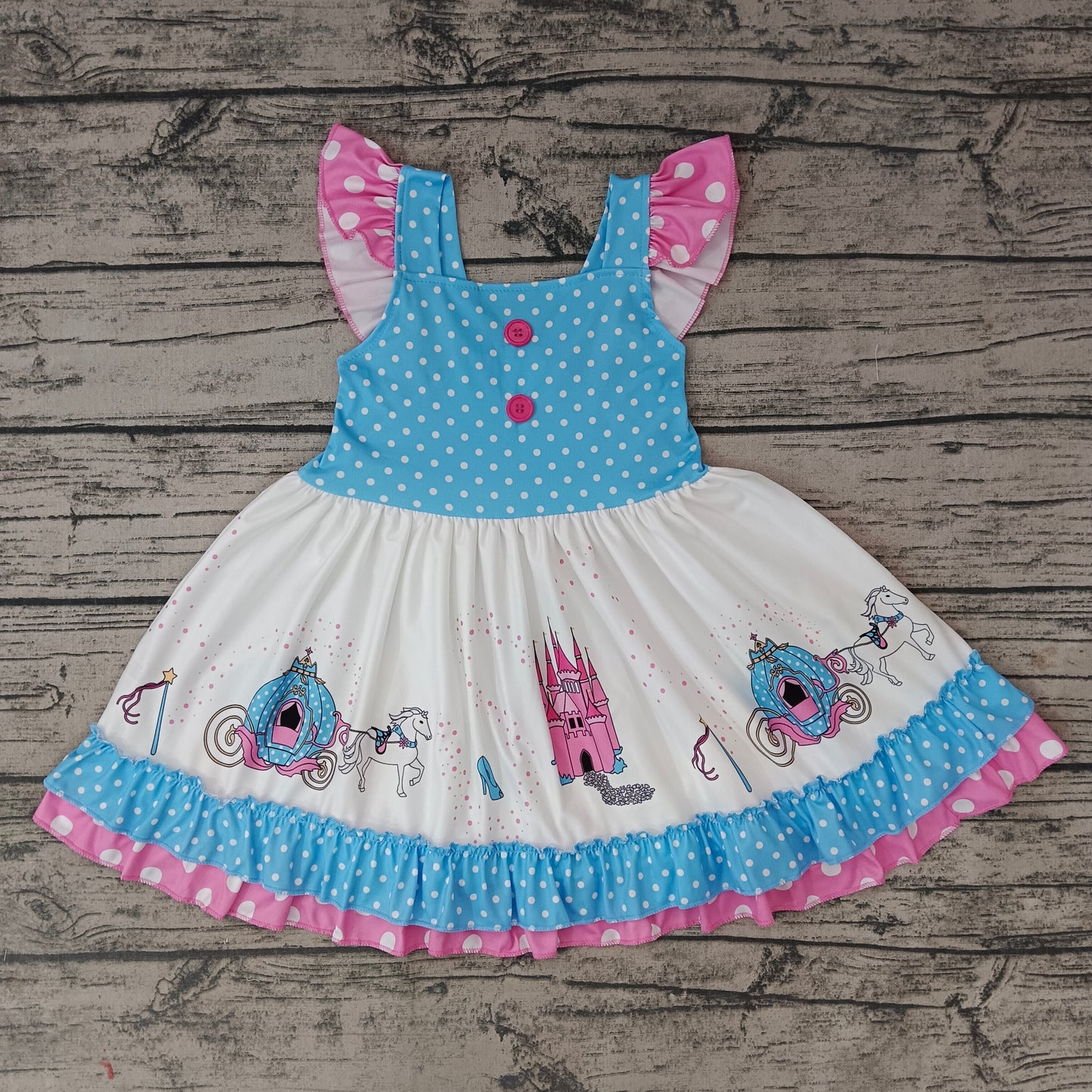 MOQ 5 carriage castle princess baby girls dresses