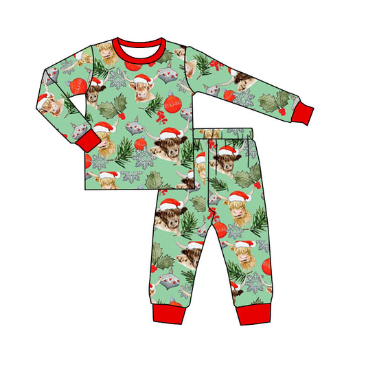 MOQ 5 highland cow western boy Christmas pajamas