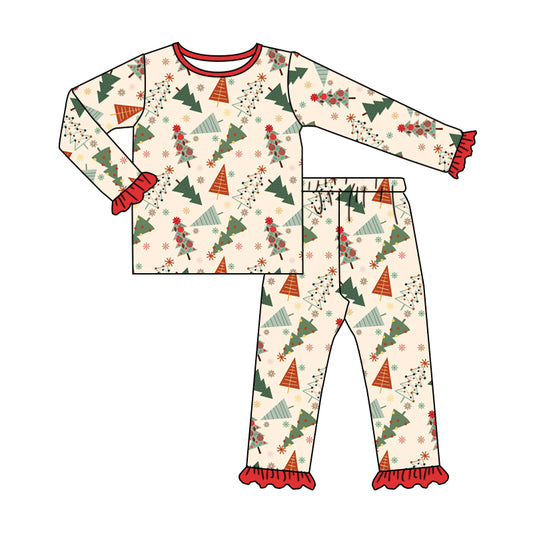 MOQ 5 Christmas tree kids girls Christmas pajamas