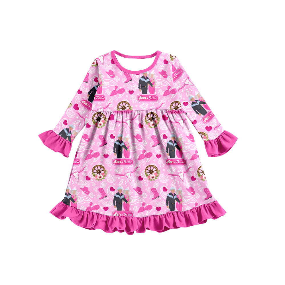 MOQ 5 long sleeves bull skull heart party girls dresses