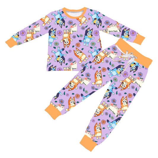 MOQ 5 dogs floral baby kids pajamas