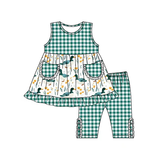 Sleeveless duck pockets tunic shorts girls outfits