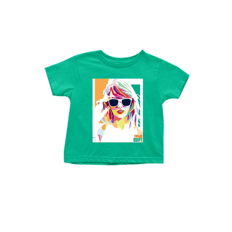 MOQ 3 Green short sleeves singer girls shirt
