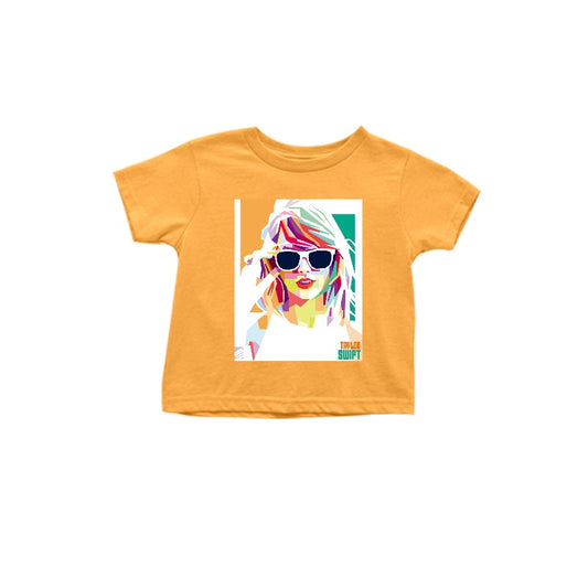 MOQ 3 yellow short sleeves singer girls shirt