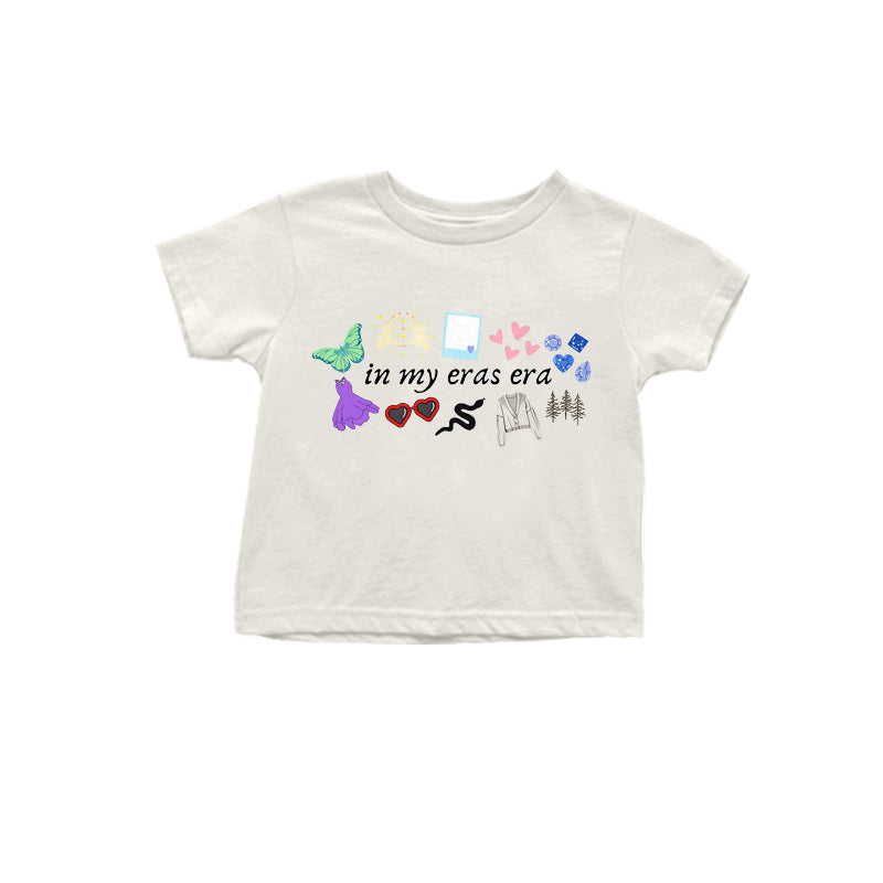 MOQ 3 pcs short sleeves glasses butterfly singer girls shirt