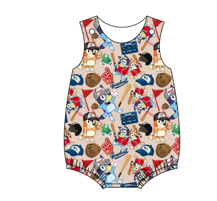 MOQ 3 pcs sleeveless dog baseball baby boy romper