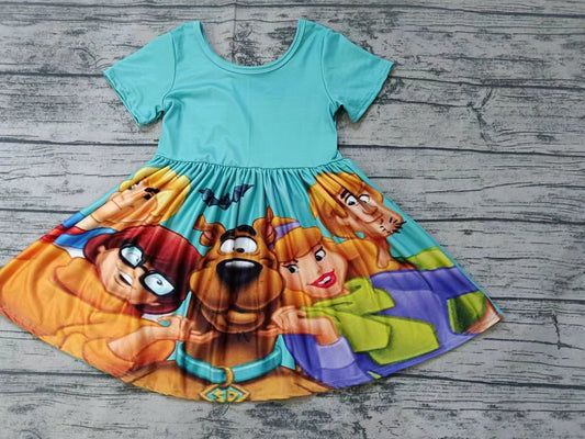MOQ  3 short sleeves mystery dog baby girls dresses