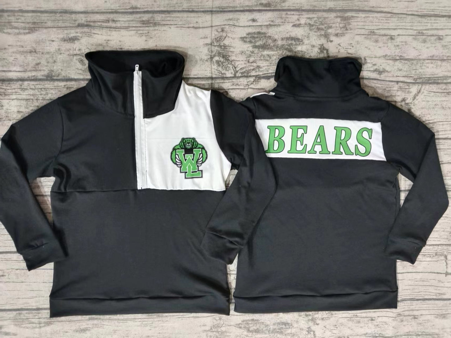 MOQ 3 pcs W L bears black kids team pullover