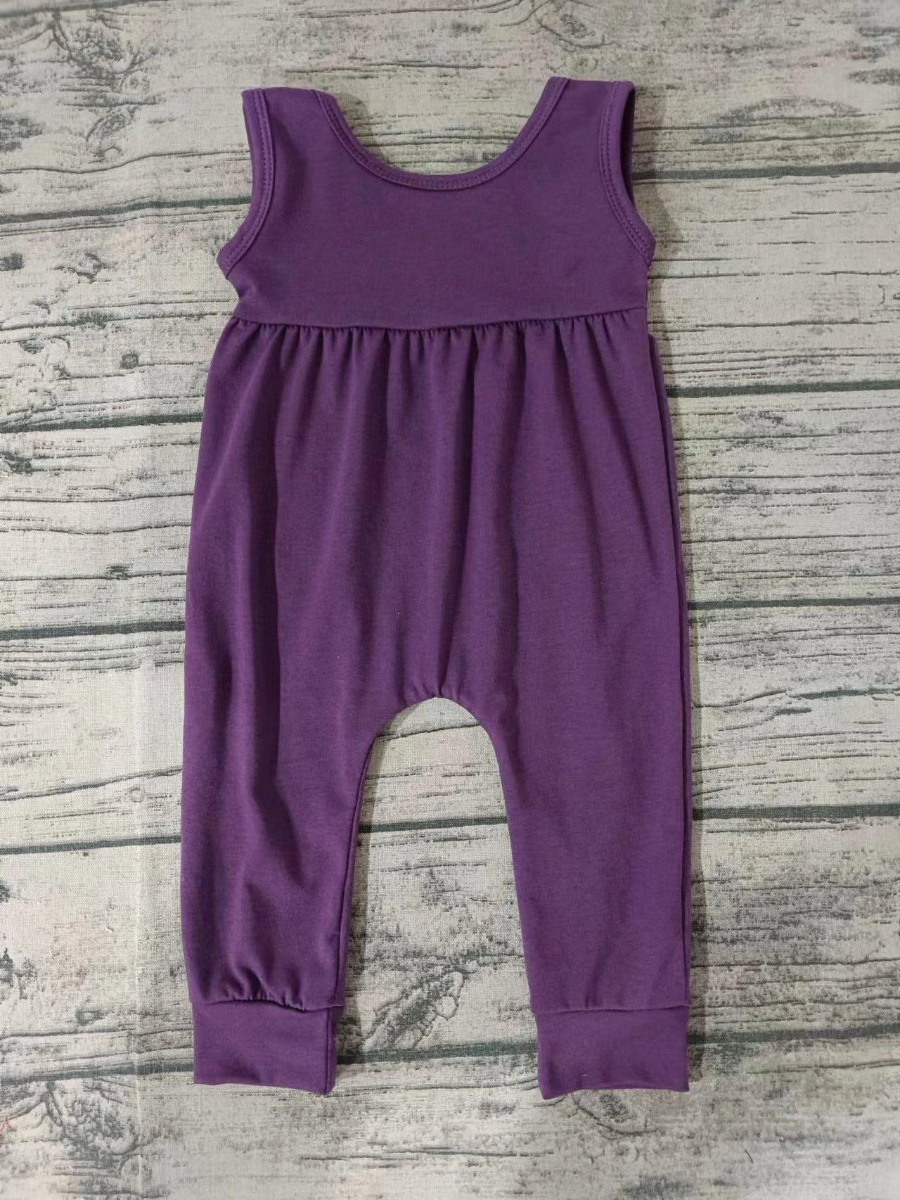 MOQ 3 pcs purple sleeveless baby girls romper