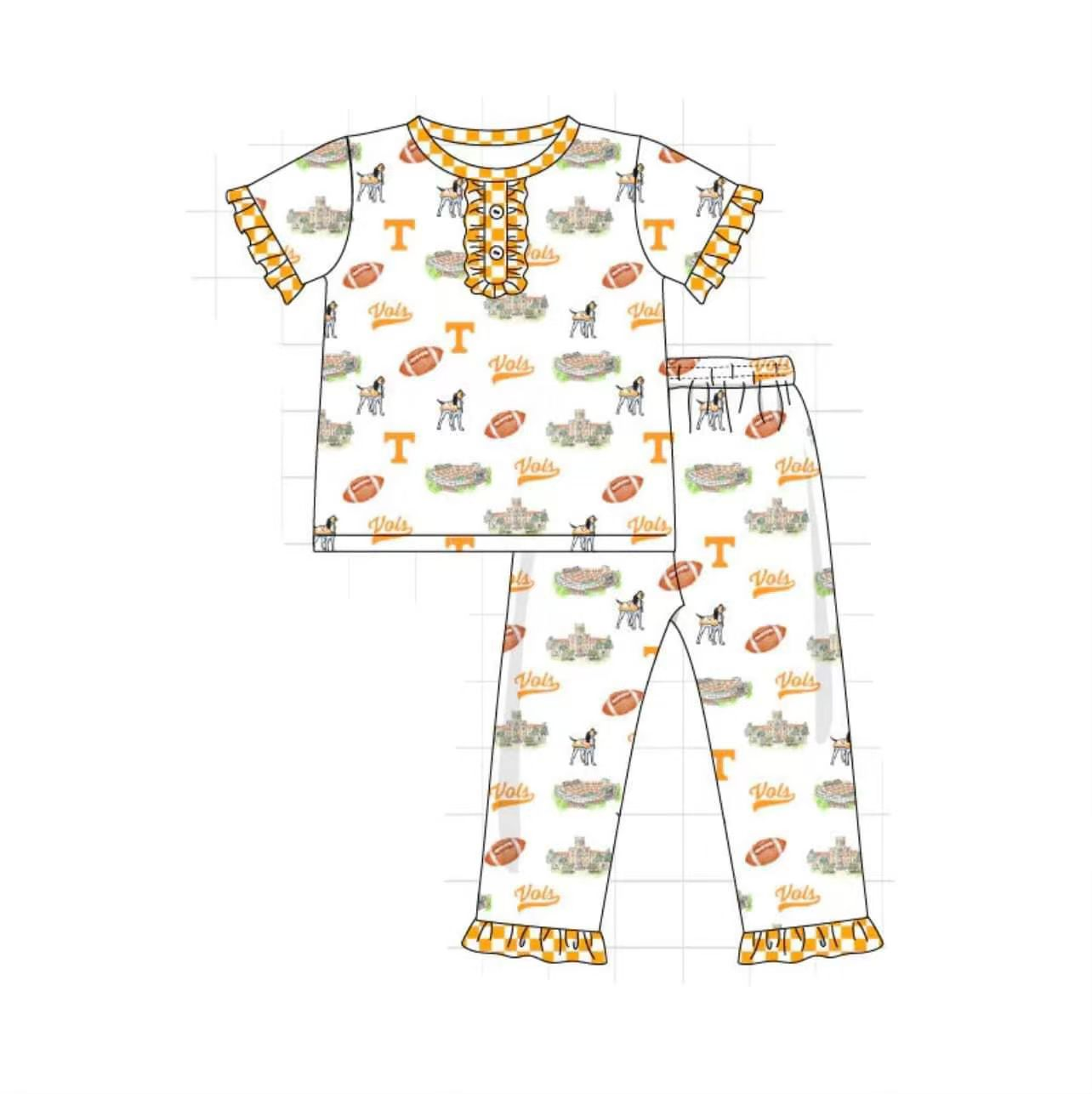 Deadline May 29 short sleeves football dog T kids girls team pajamas